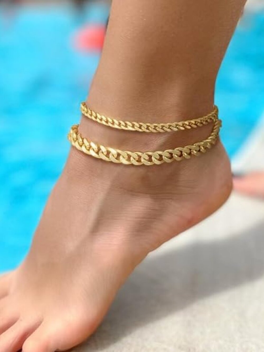 Ankle Bracelets for Women Waterproof 14K Gold/Silver Plated Chain Anklets